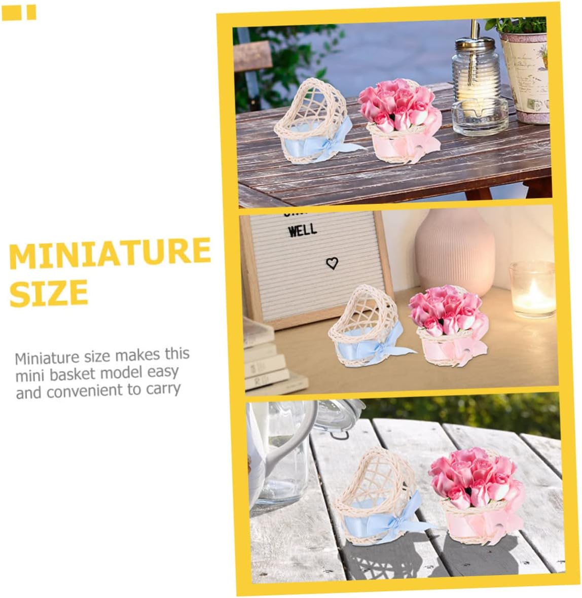 Vaguelly 6pcs Mini Wicker Baskets for Dollhouse Decor 1