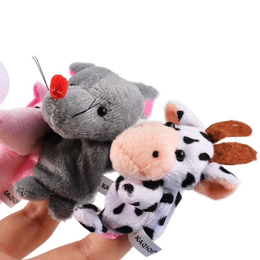 Acekid 10pcs Soft Velvet Animal Finger Puppets for Toddlers