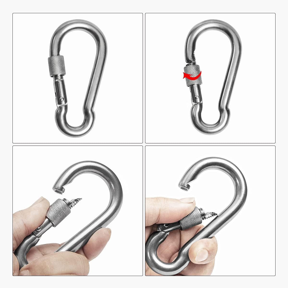 Velomill 304 Stainless Steel Swivel Eye Hook M8 Double Ended with Snap Hooks