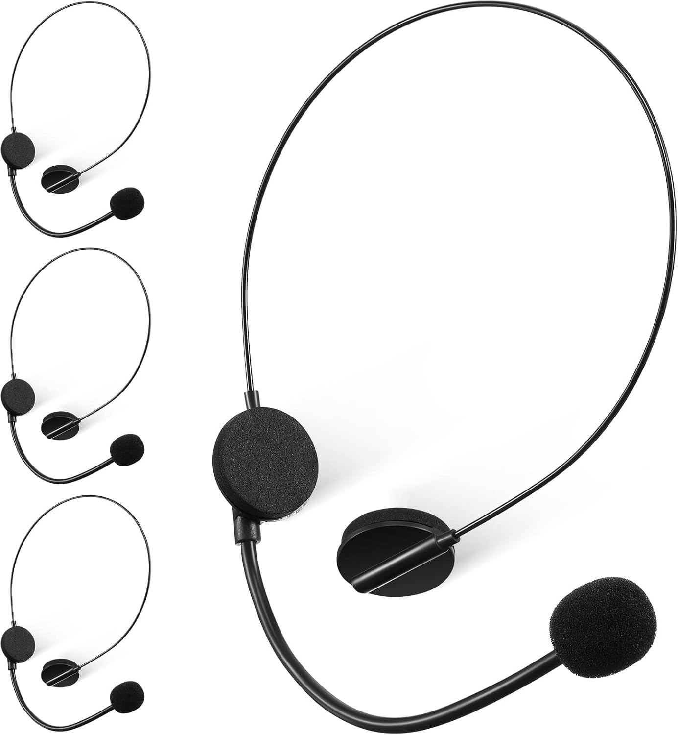 Zhanmai 4 Pcs Black Microphone Headset Costume Props