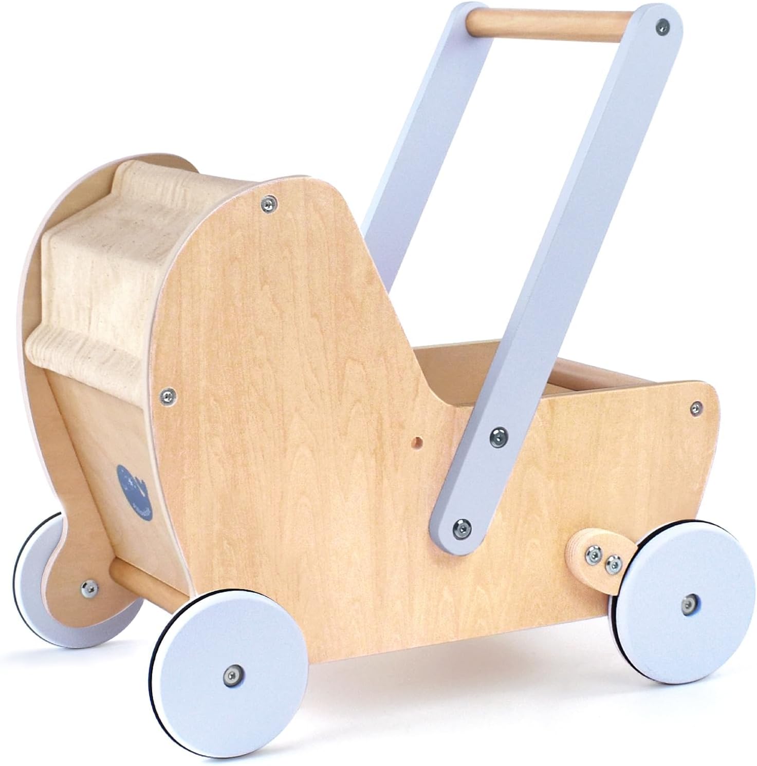 Pillowhale Wooden Baby Doll Stroller with Walker
