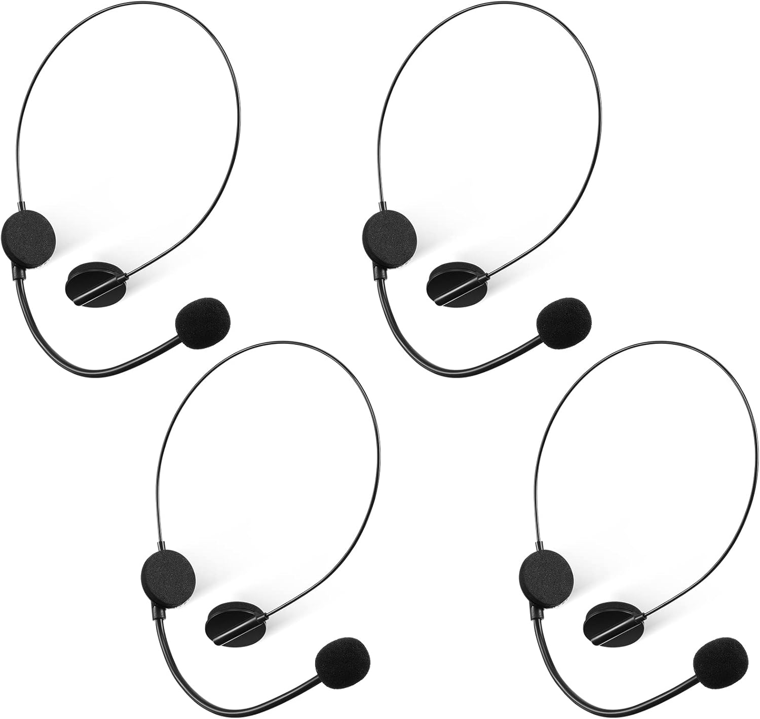 Zhanmai 4 Pcs Black Microphone Headset Costume Props