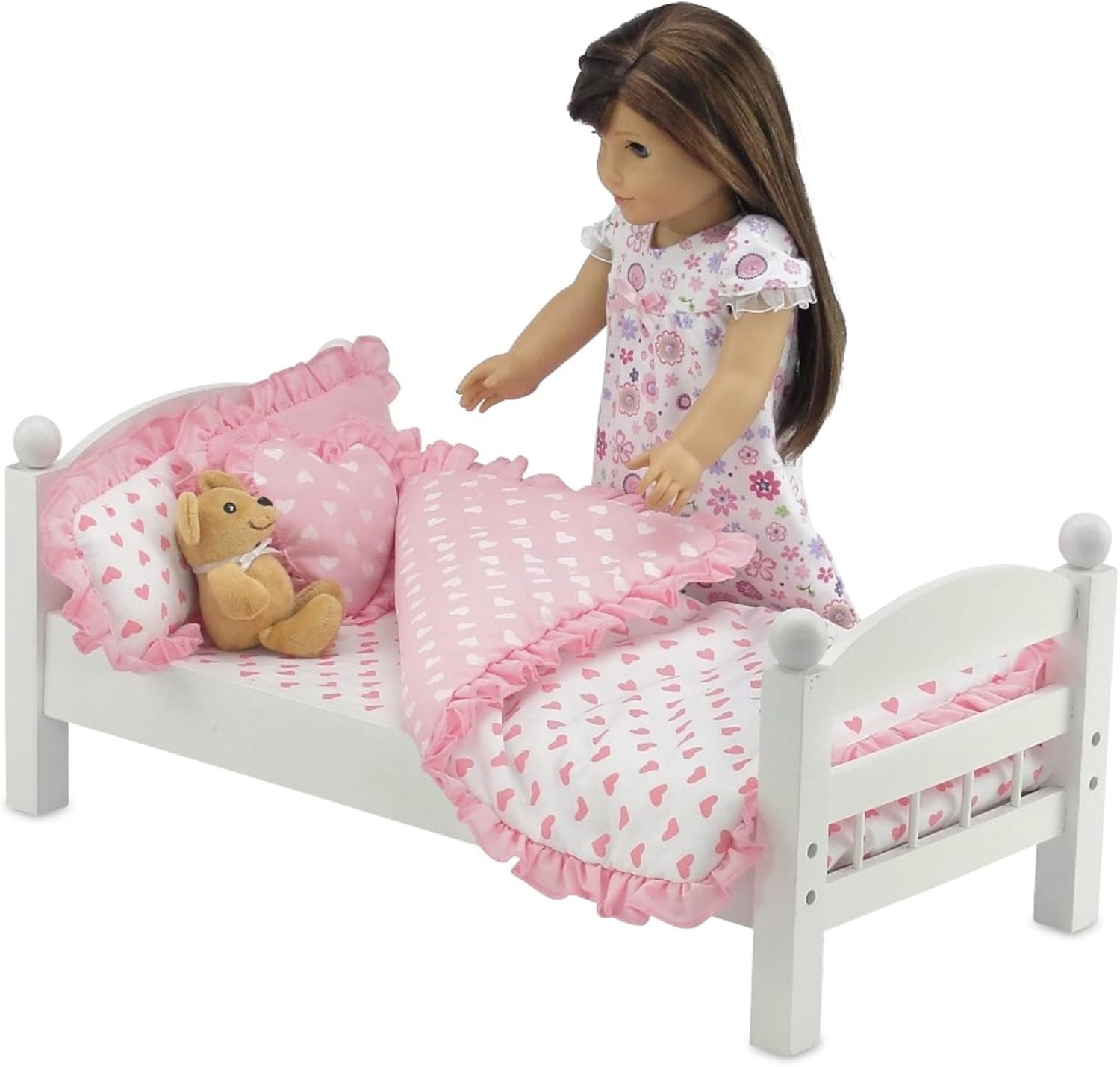 Emily Rose 18 Inch Doll Pink Heart Bedding Set