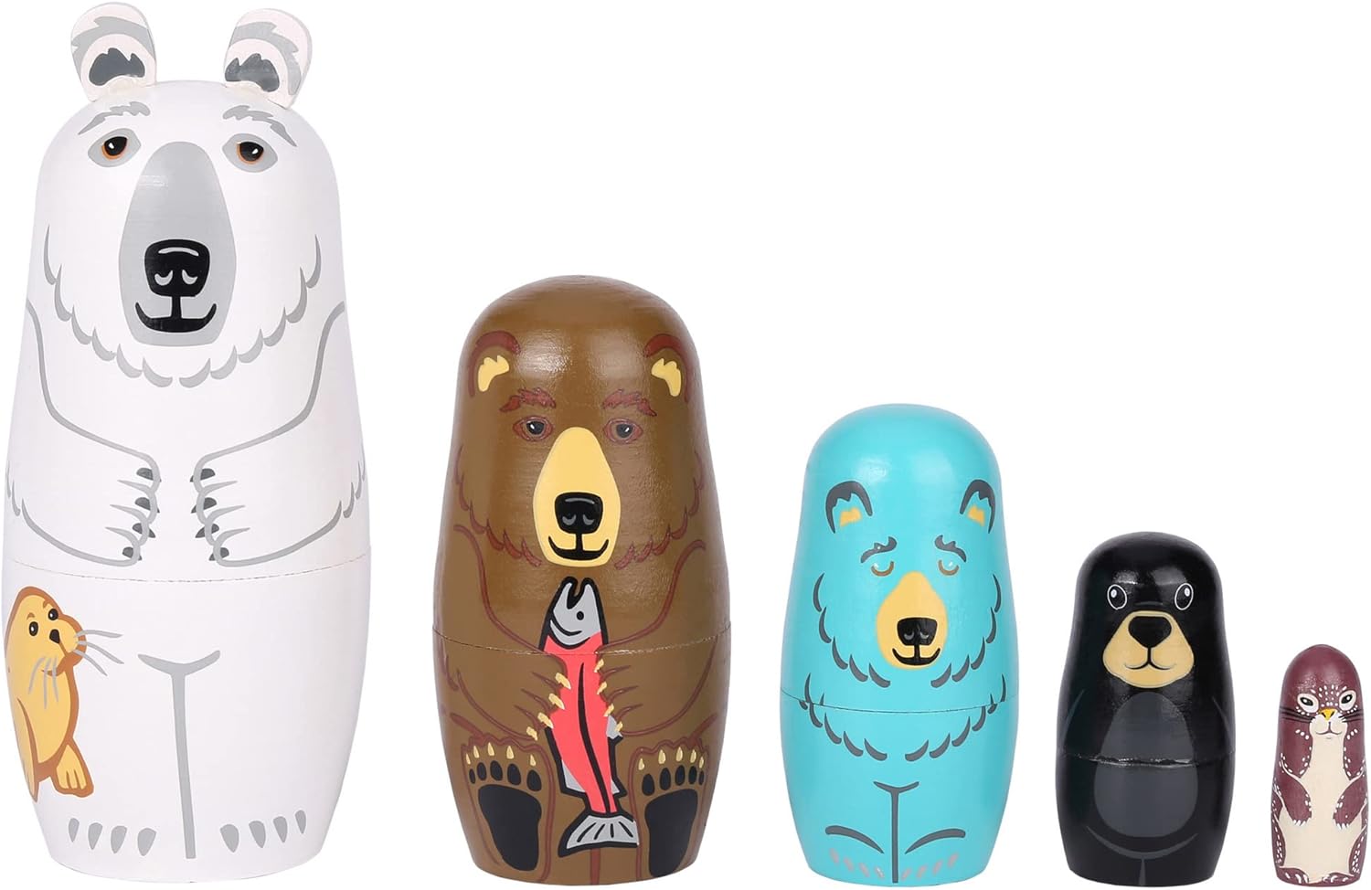 Yoption 5Pcs Bear Matryoshka Nesting Dolls Set