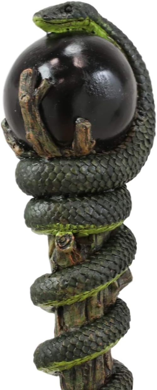 Ebros Magic Wand Nagini Black Orb Snake Decor 1