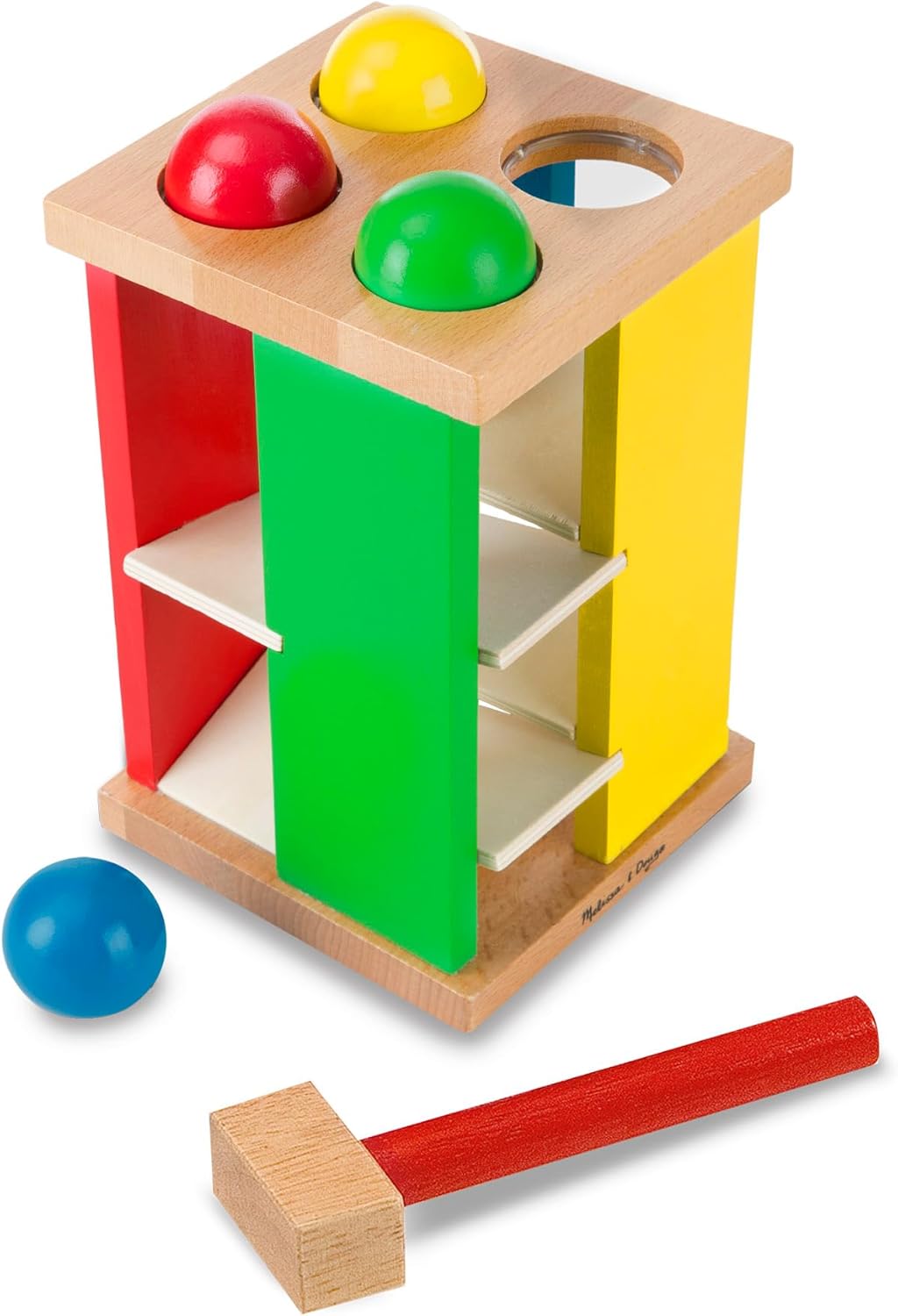 Melissa Doug Deluxe Pound and Roll Wooden Tower Toy