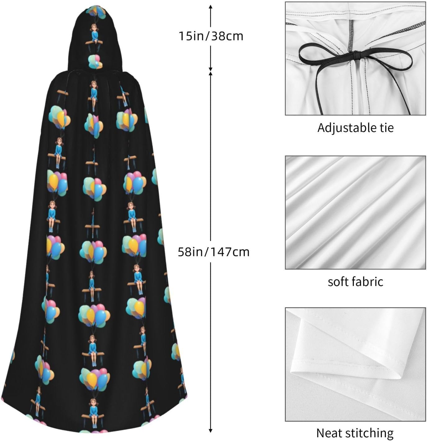 MJHKXLJ Little Girl Balloon Bench Hooded Cloak
