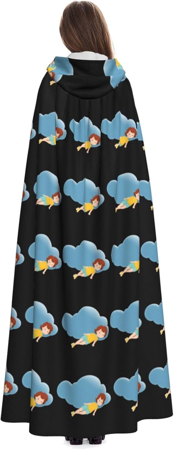 Little Girl on Clouds Prints Hooded Cloak for Halloween
