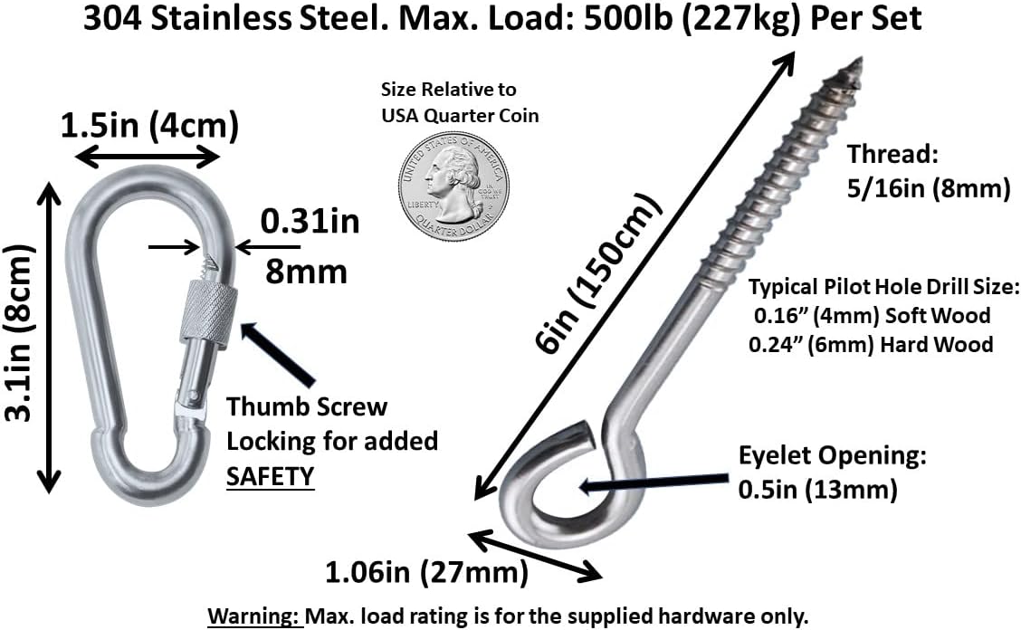 Heavy Duty Hammock Kits with Locking Carabiners