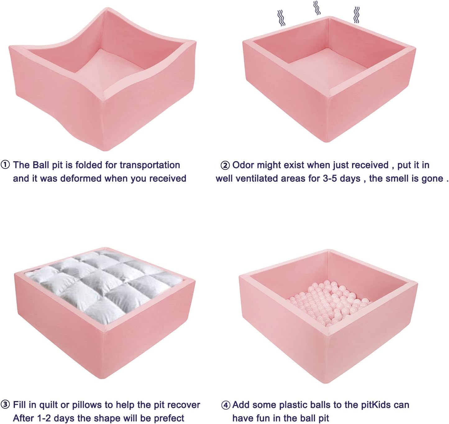 TRENDBOX Memory Foam Ball Pit Square - Pink