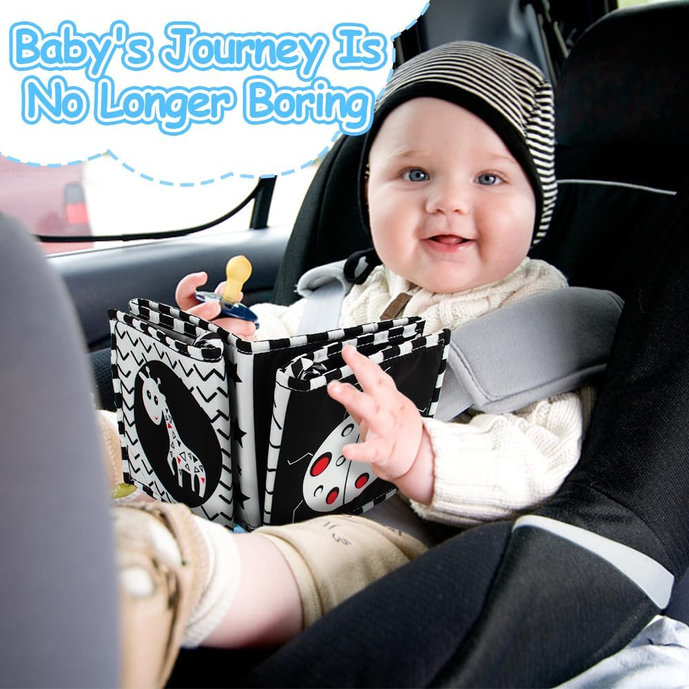 Cawgug High Contrast Baby Book for Tummy Time Development