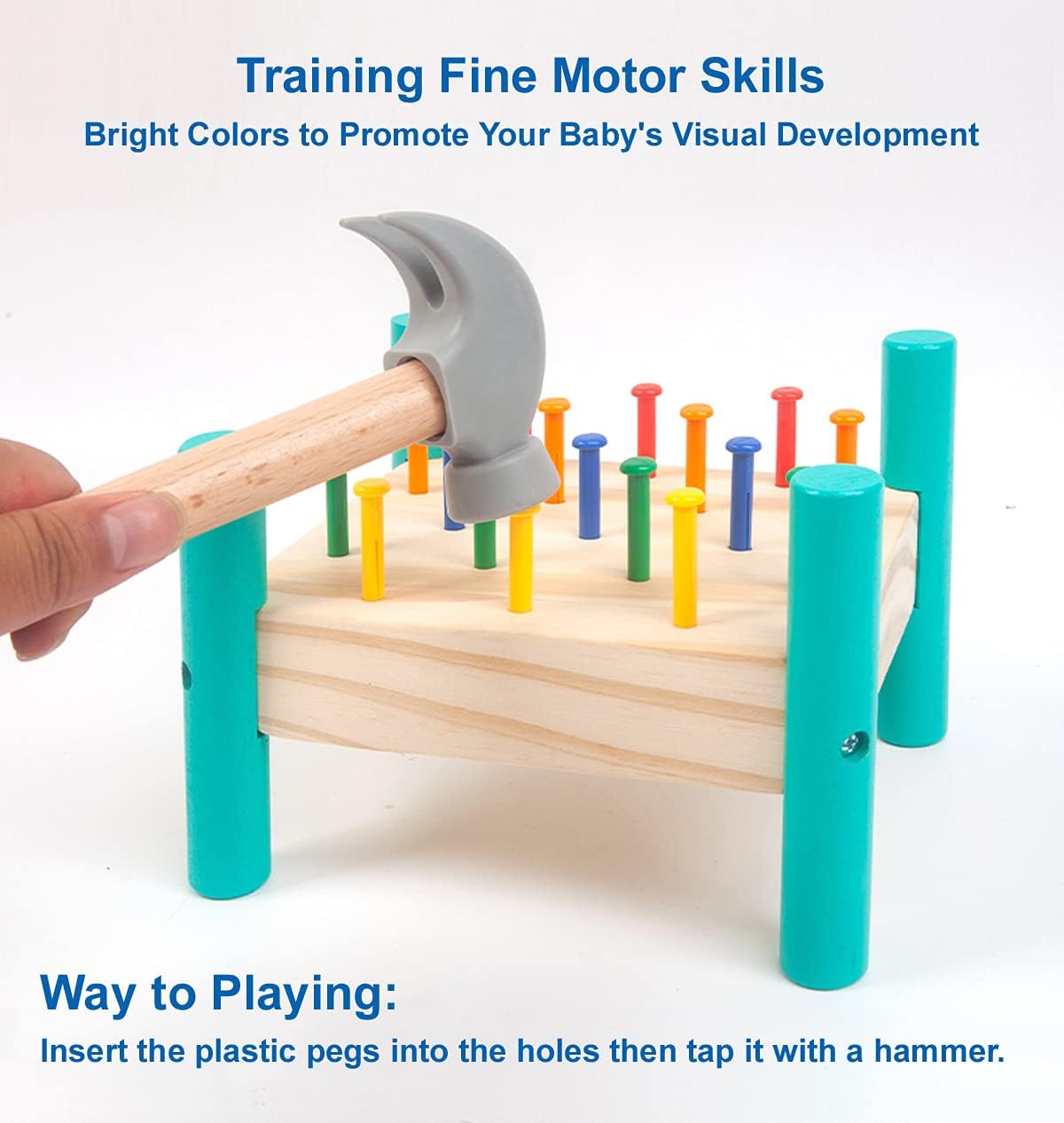 OUJILA Wooden Baby Workbench Pounding Hammer Toy