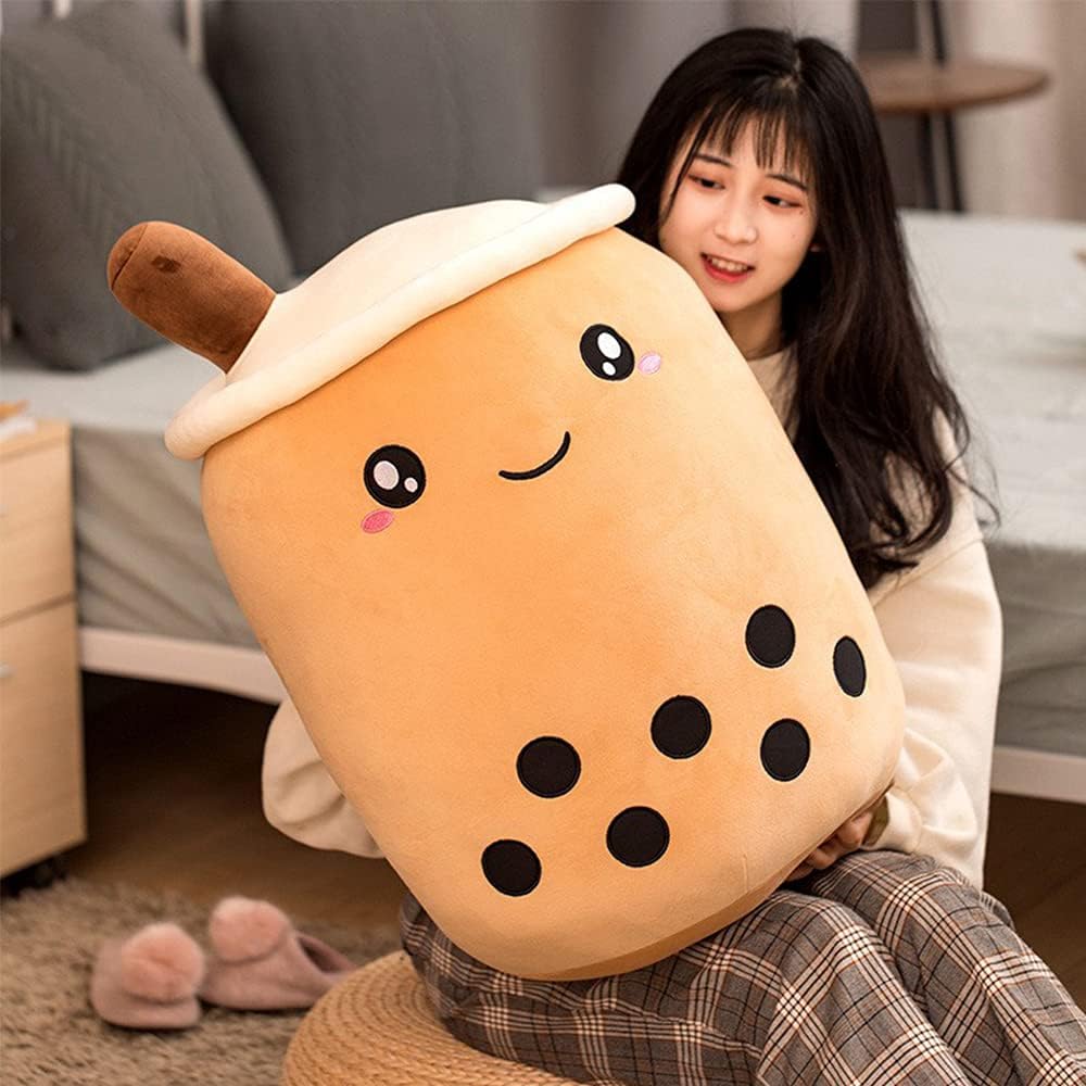 Cute Boba Plush Pillow for Kids Soft Hugging Stuffed Toy