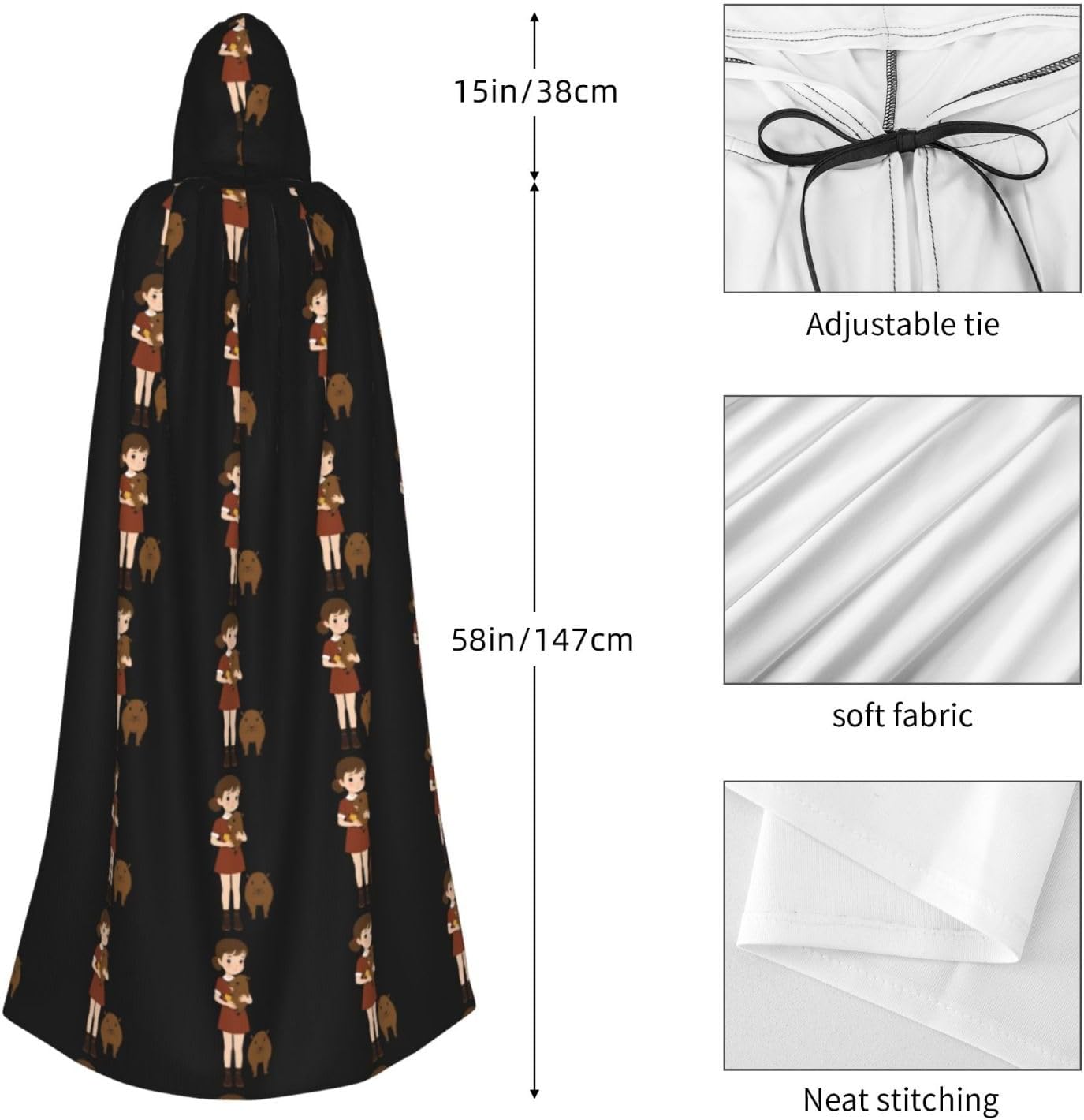 MJHKXLJ Capybara Hooded Cloak for Halloween Costume