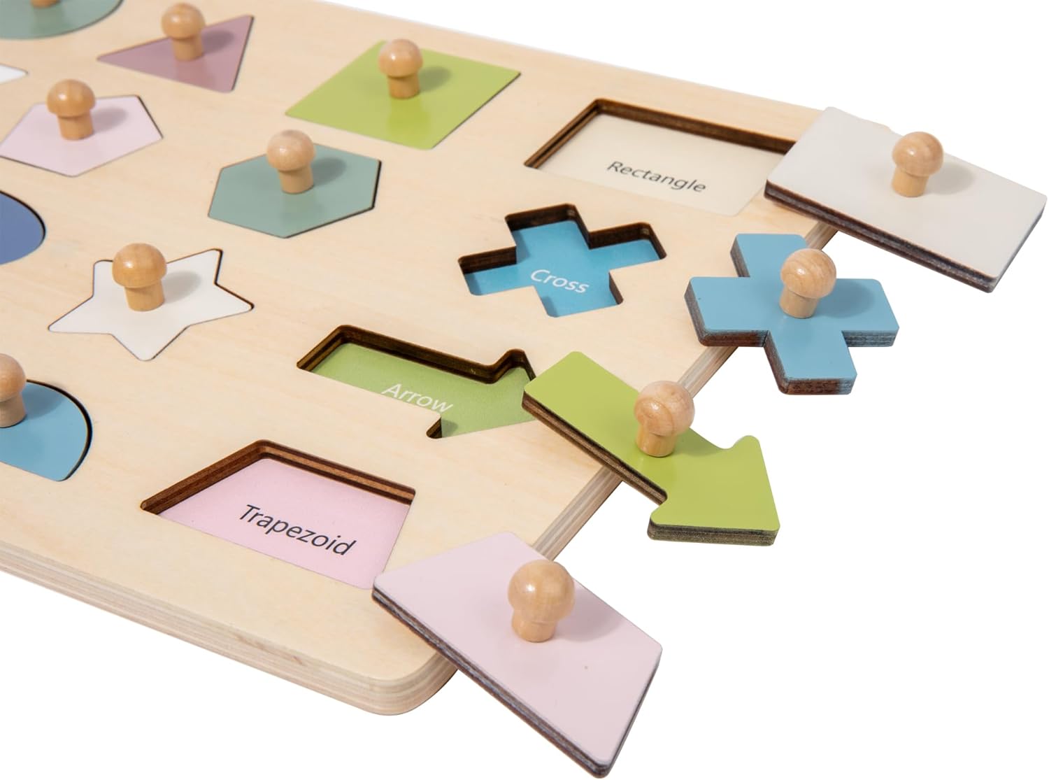 Adena Montessori 16 Piece Wooden Shape Peg Puzzle 1