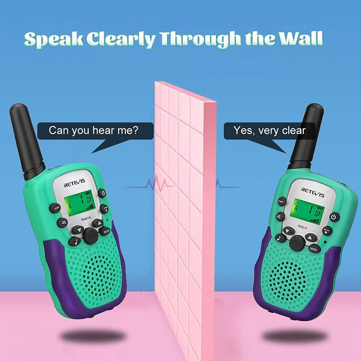 Retevis RA18 Walkie Talkie Set for Kids 6-12 Years Old Green