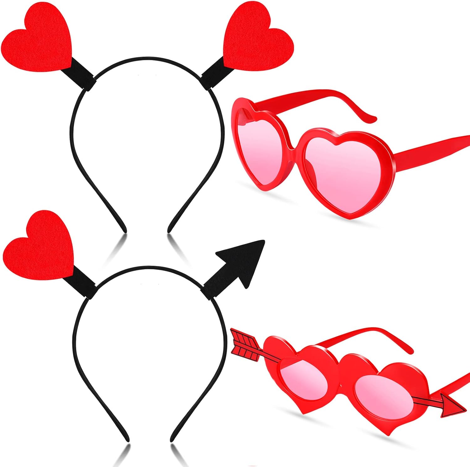 4 Pieces Heart Headband Sunglasses Valentine Set