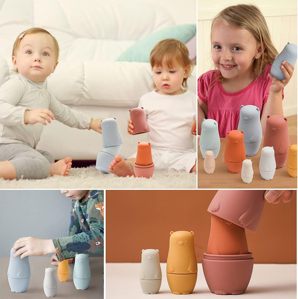 OESSUF Russian Bear Nesting Dolls Montessori Toy Set