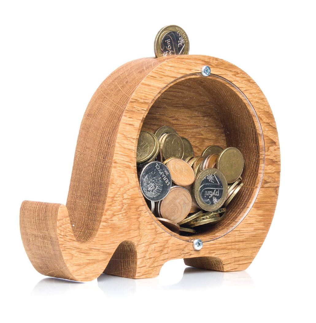 Wooden Elephant Piggy Bank - 3 Sizes for Kids