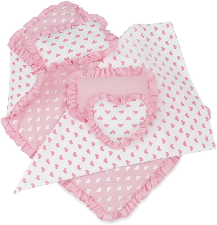Emily Rose 18 Inch Doll Pink Heart Bedding Set