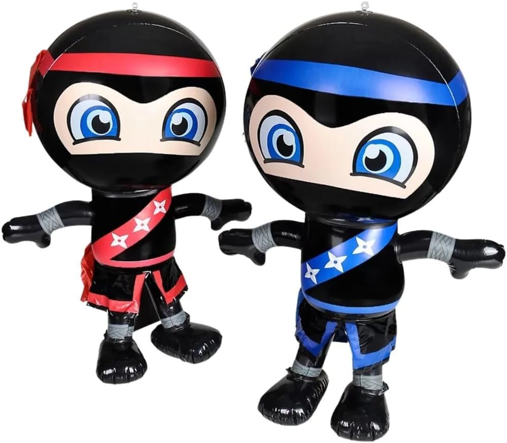 Set of 2 Inflatable Ninja Party Decorations Red Blue