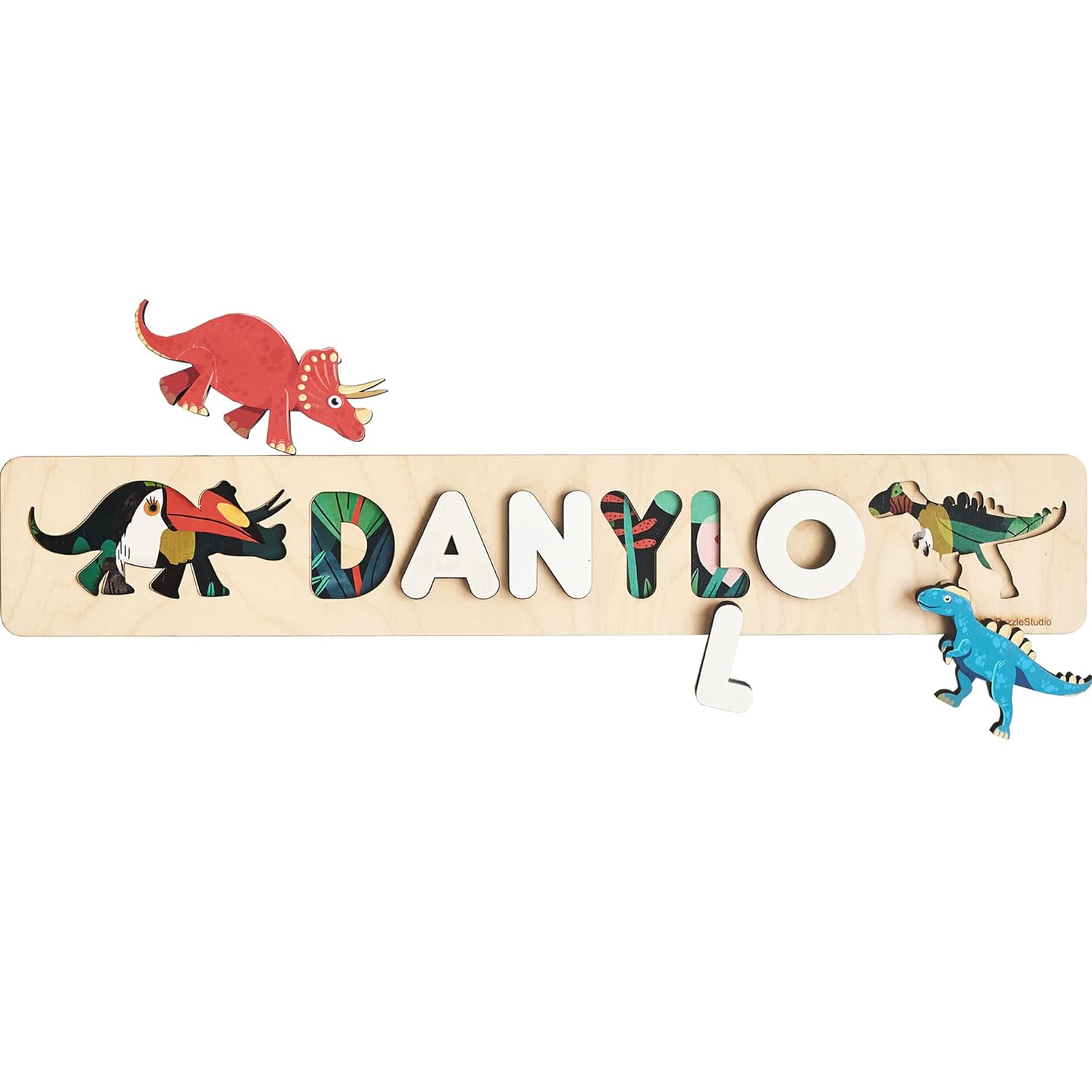Dinosaur Design Custom Name Puzzle for Kids