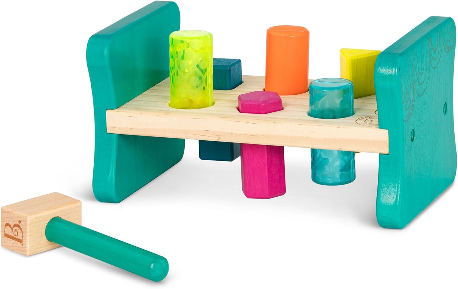 B Toys Wooden Shape Sorter with Toy Hammer
