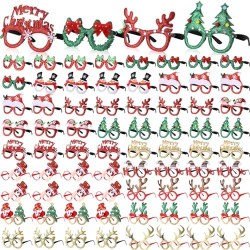 Kanayu 80 Pair Christmas Fun Glasses for Kids