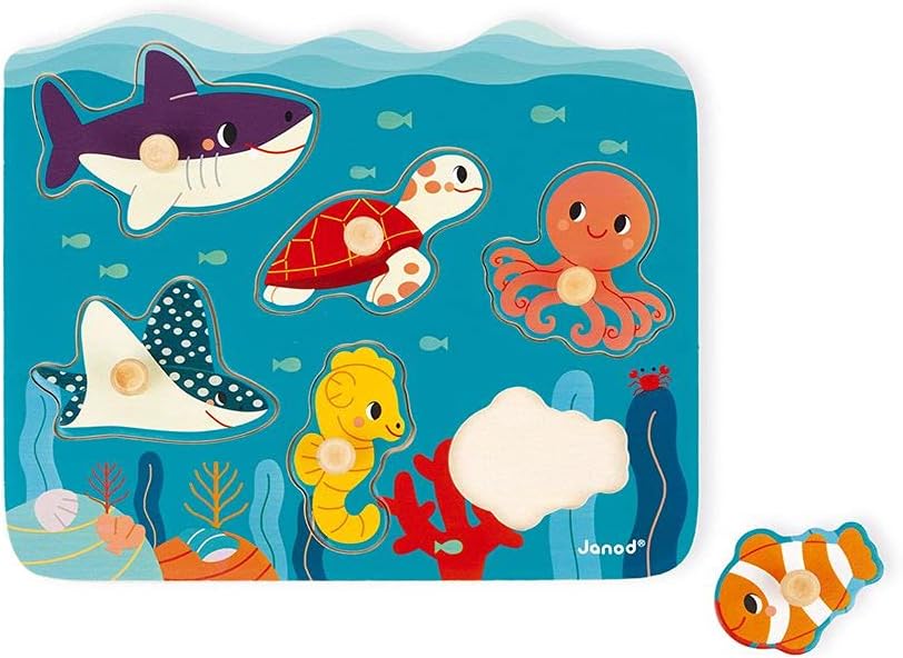 Janod Ocean Puzzle for Toddlers 7 Pieces Ages 18 Months
