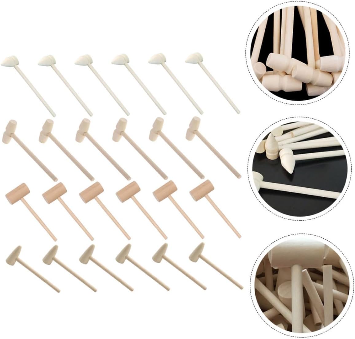 24pcs Mini Wooden Crab Hammers for Kids