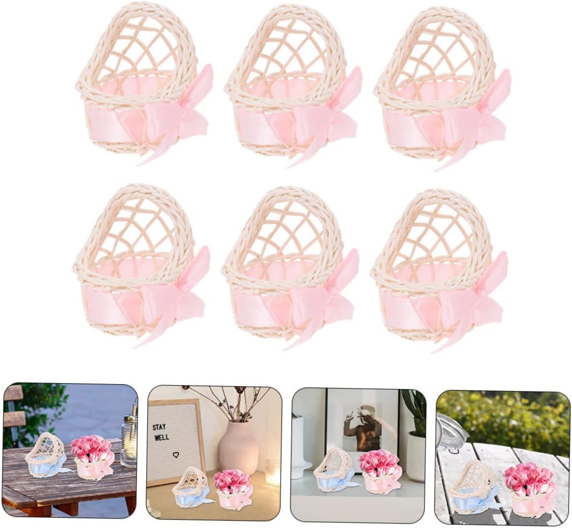 Mini Woven Basket Model Handmade Wicker Decor