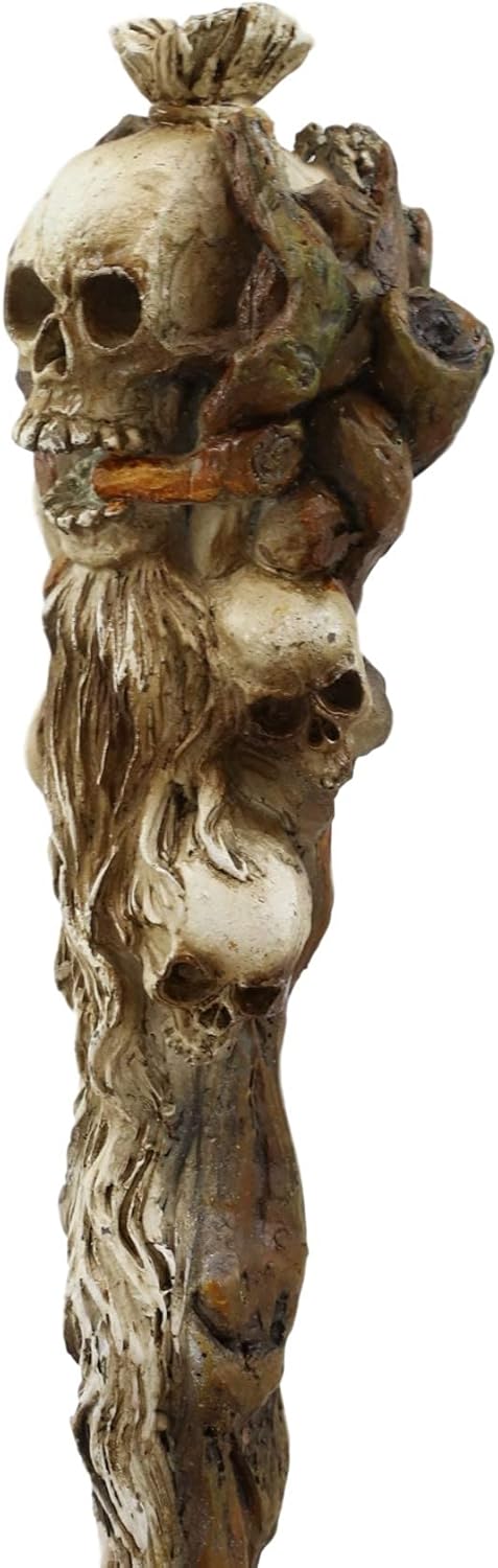 Ebros Magic Wand Fantasy Cosplay Decor Necromancer Skulls