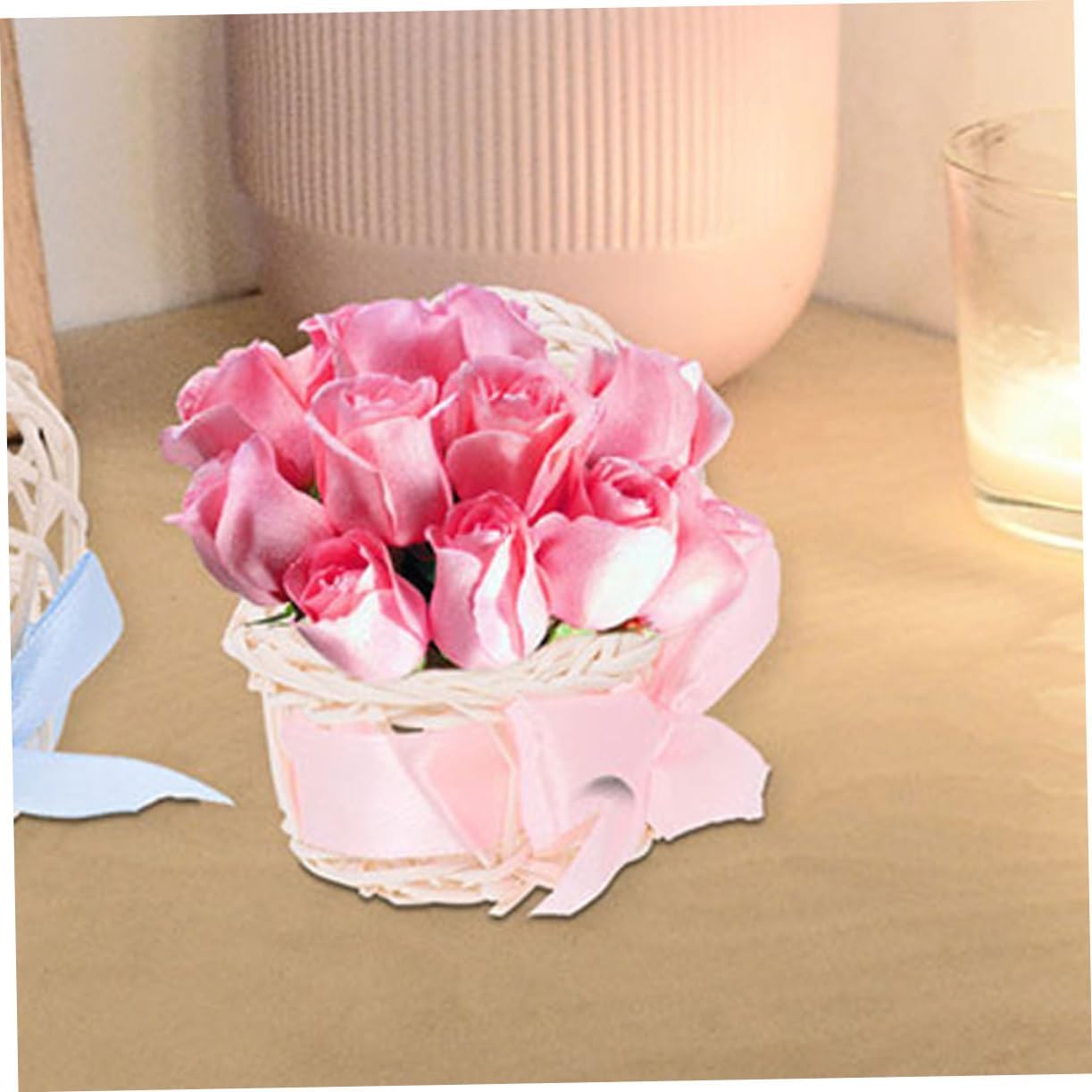 Toddmomy Mini Woven Flower Basket for Dollhouse DIY