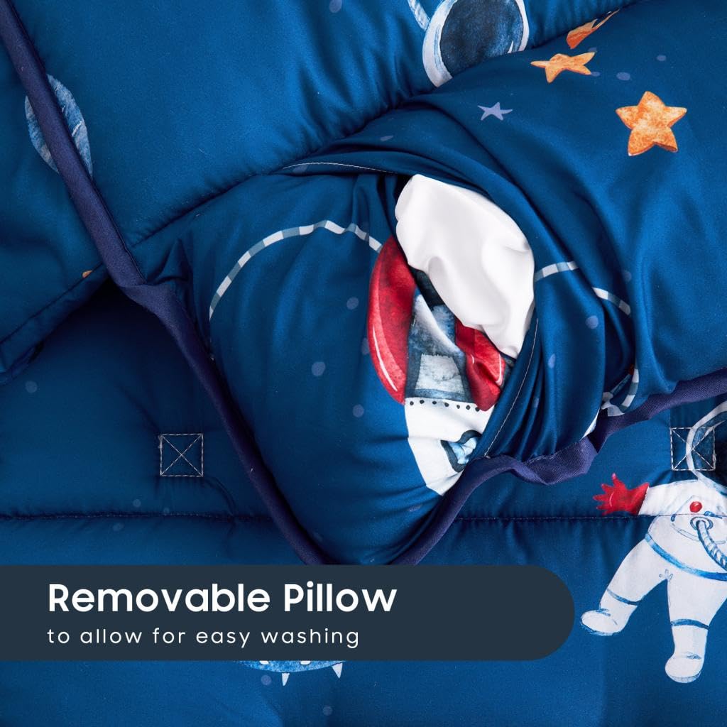Wake In Cloud Toddler Nap Mat with Pillow and Blanket Galaxy Themed