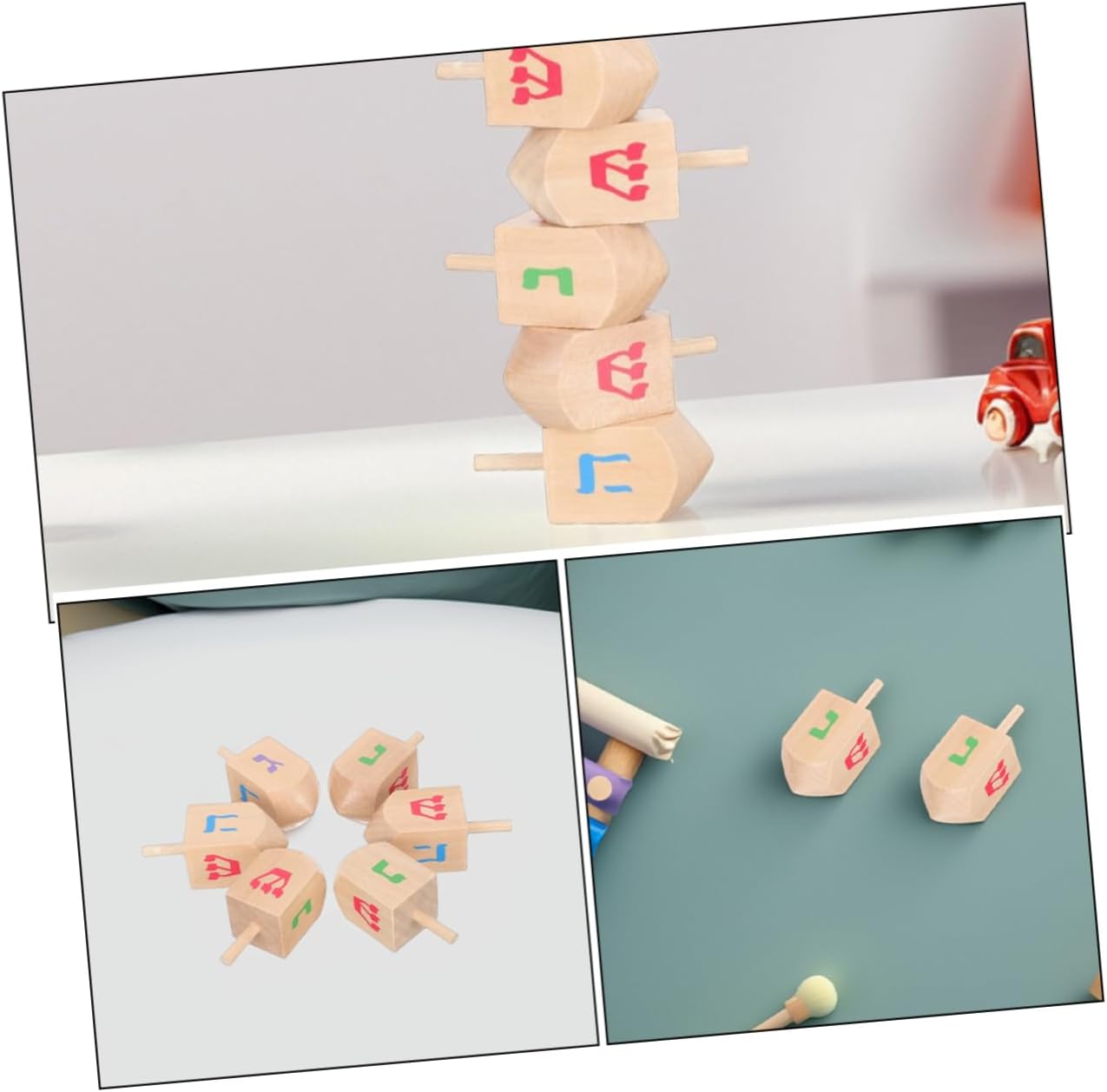 Vaguelly Hanukkah Decorations Wooden Gyroscope Toys for Babys Party