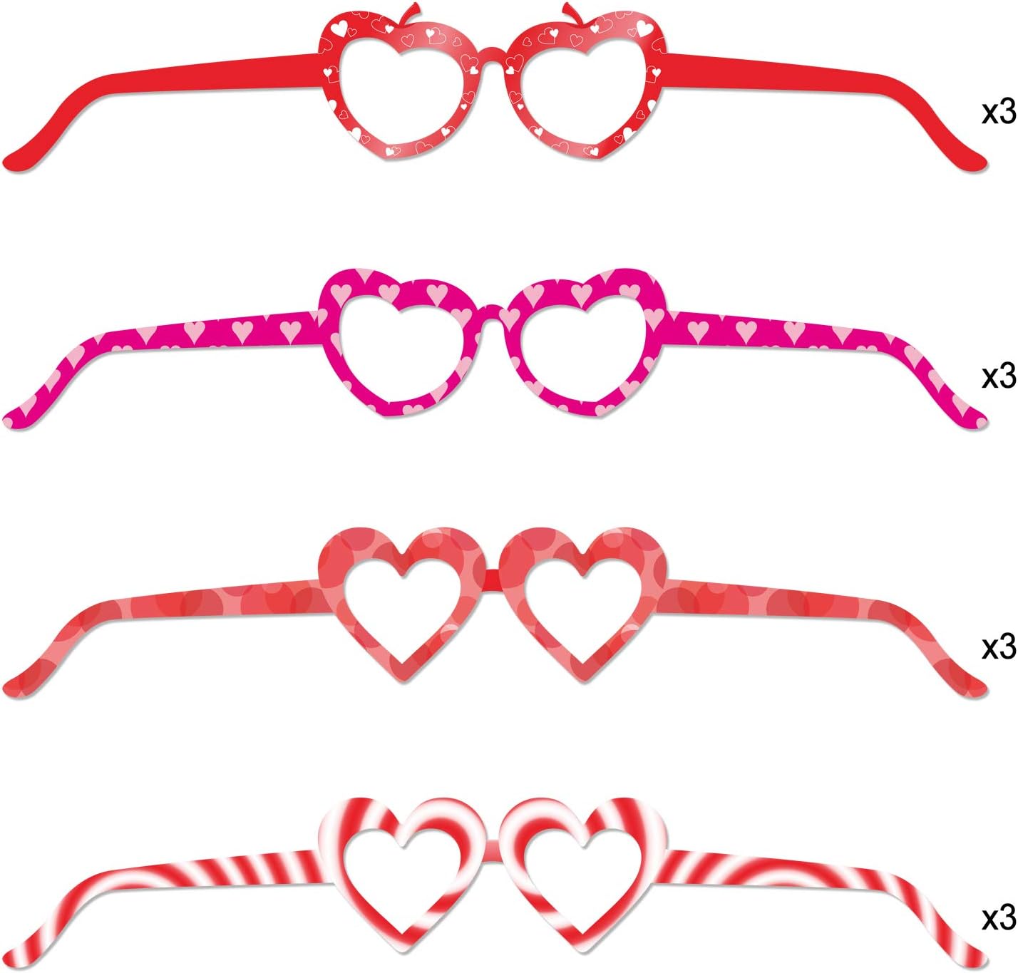 HOWAF Heart Shaped Party Glasses for Kids 27 Pack