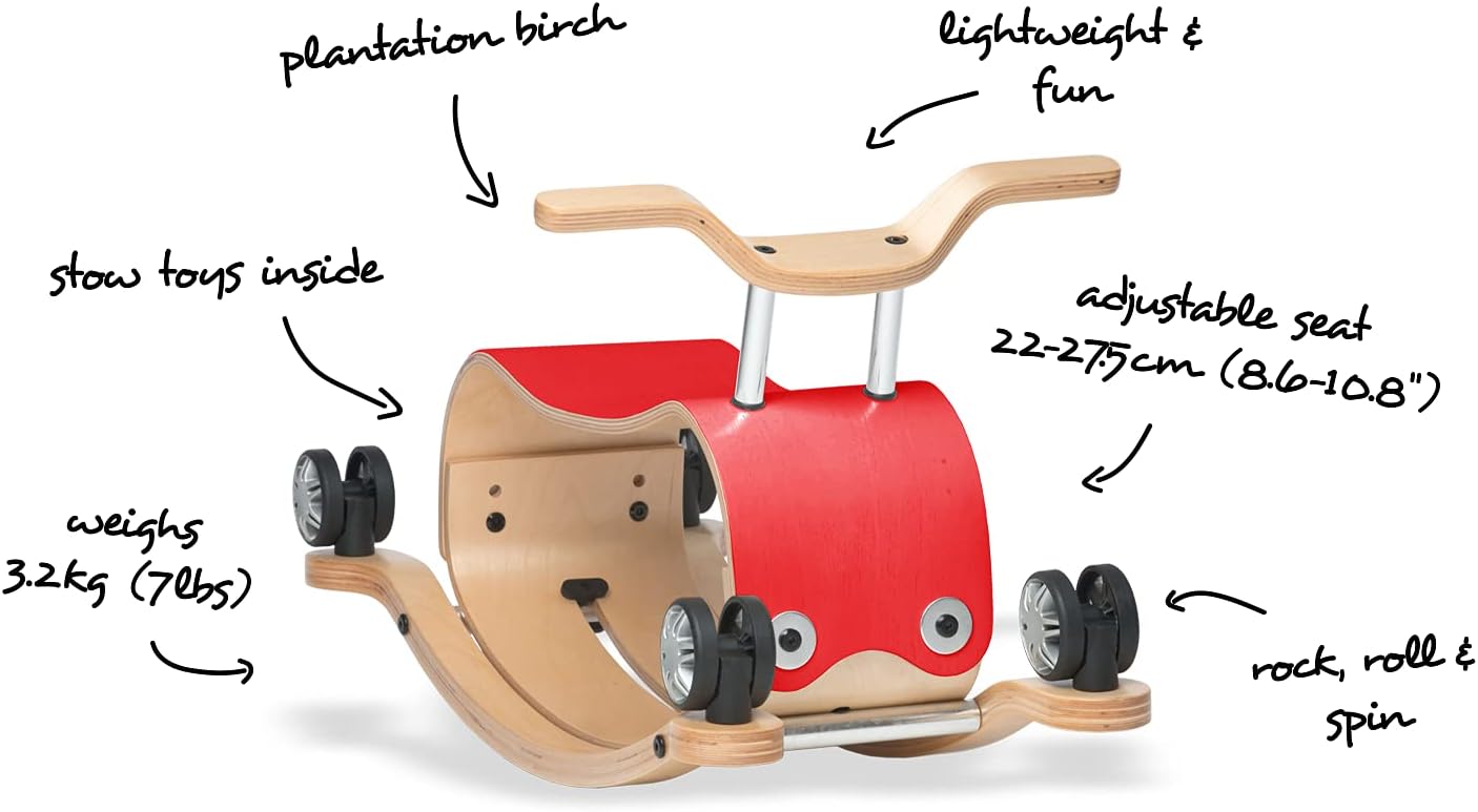 Wishbone Flip 2in1 Wooden Rock Roll Toy Red 1
