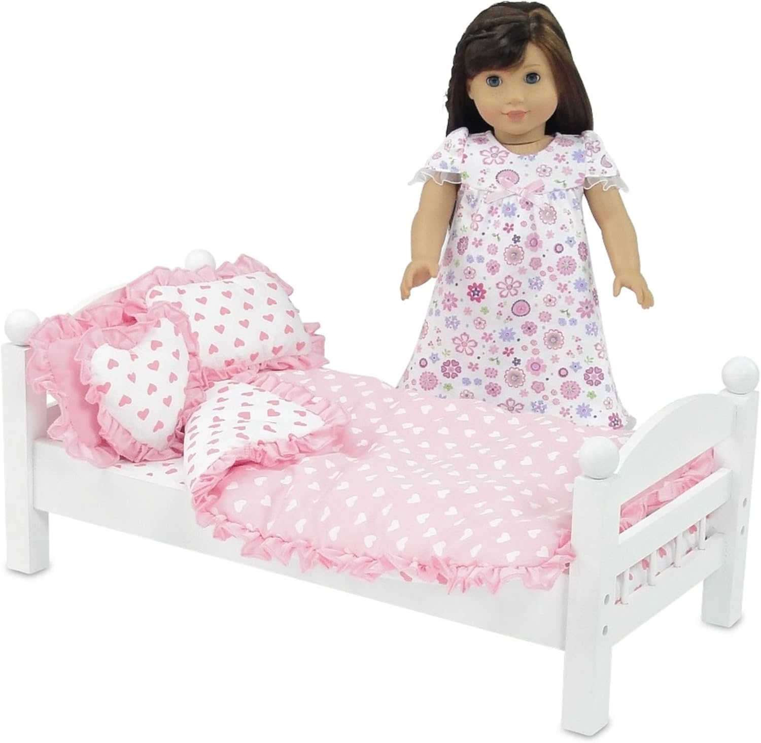 Emily Rose 18 Inch Doll Pink Heart Bedding Set