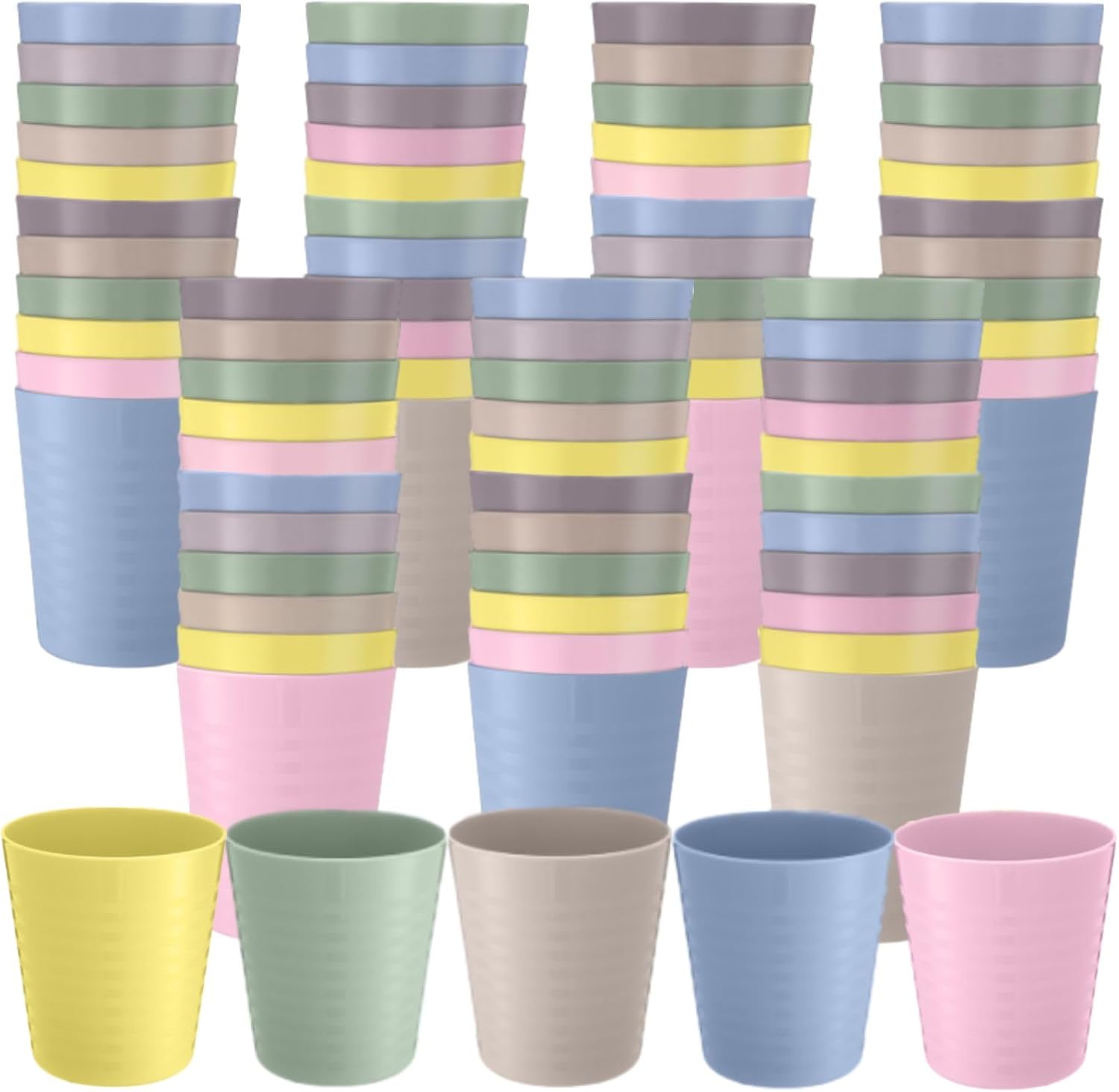 Eccliy 72 Pack Kids Plastic Cups 8 oz Reusable Unbreakable