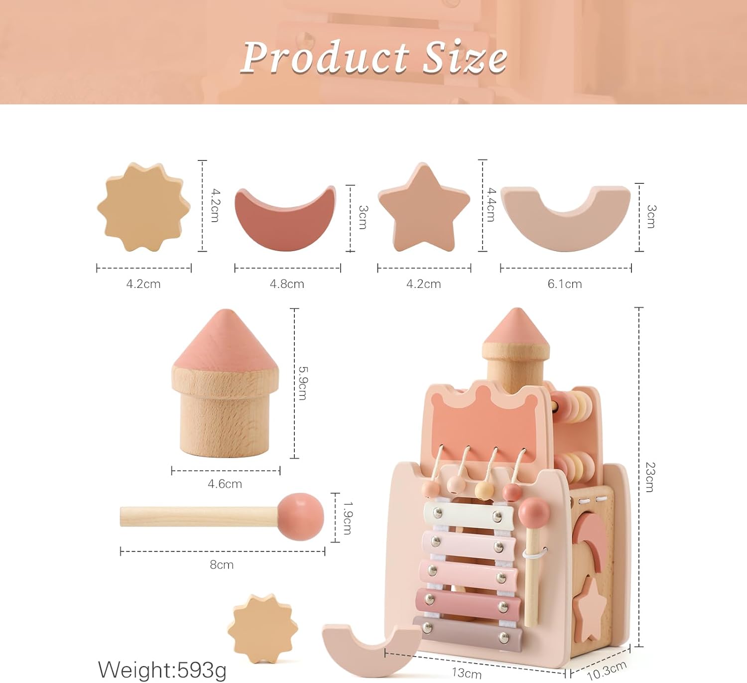 Wooden Teether Activity Cube for Toddlers 1 Year Old