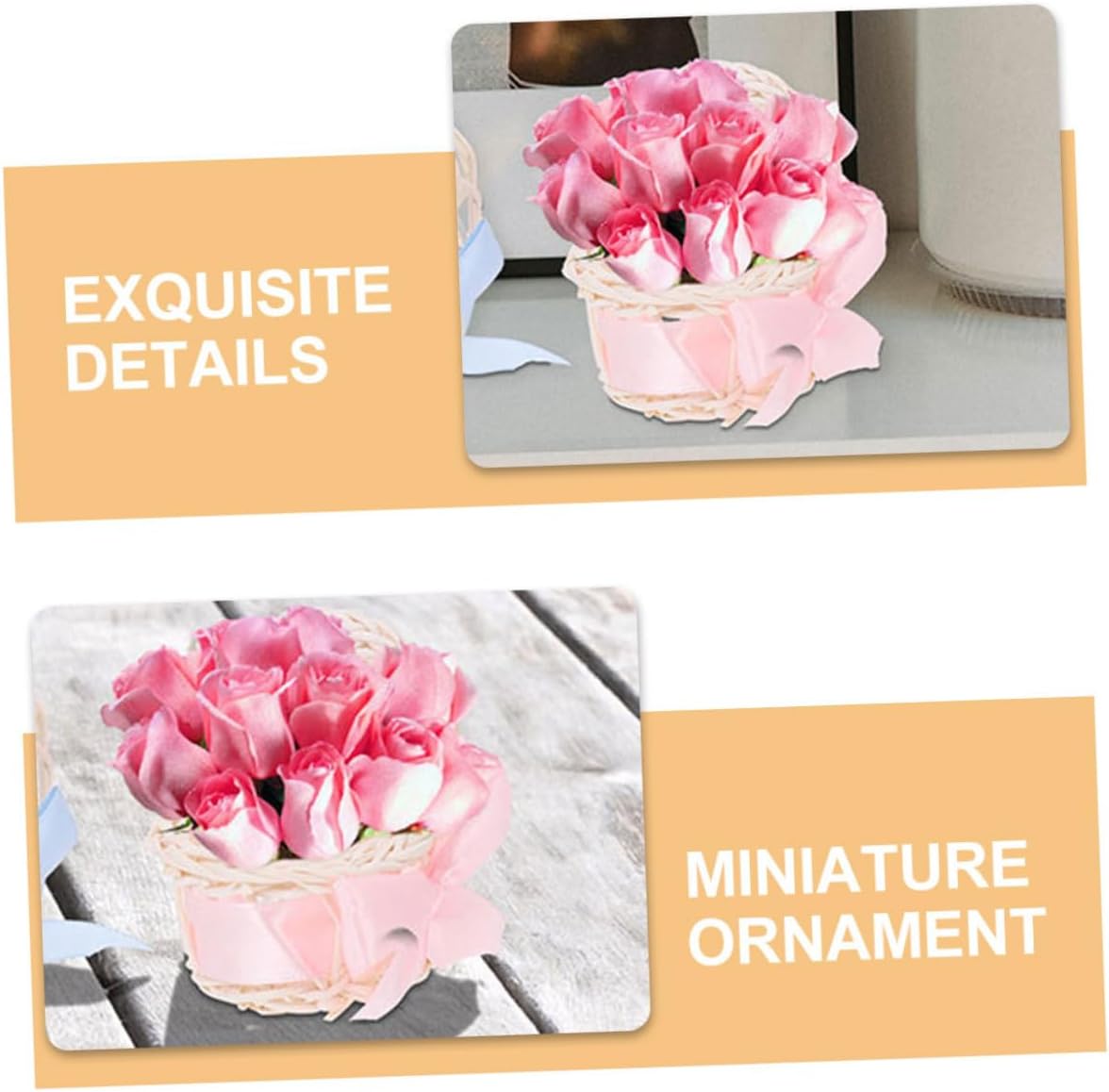 Toddmomy Mini Woven Flower Basket for Dollhouse DIY