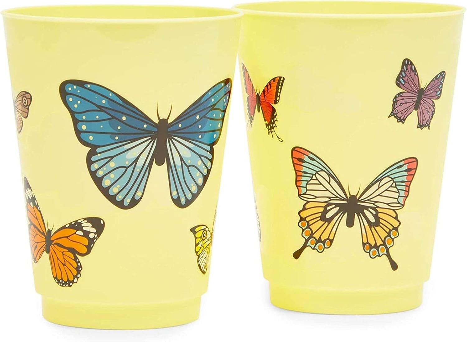 Yellow Butterfly Plastic Cups 16 oz 16 Pack