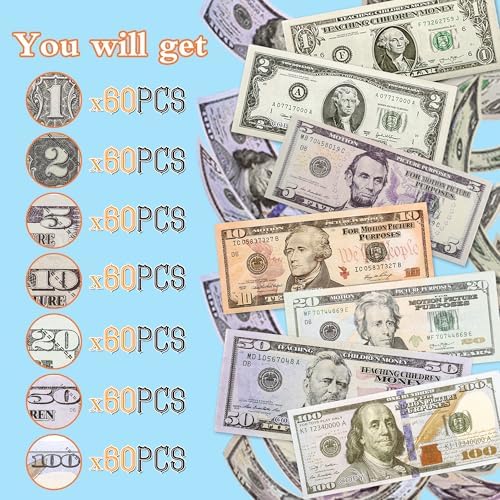 Wadoaf 420 Piece Play Money Set for Board Games and Magic
