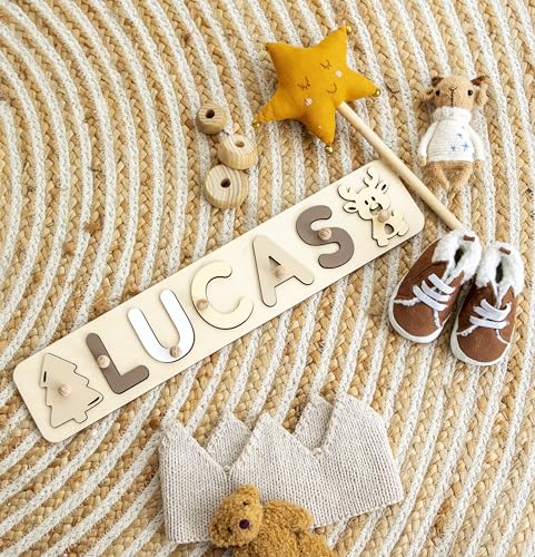 Custom Wooden Name Puzzle for Baby 1st Birthday Gift