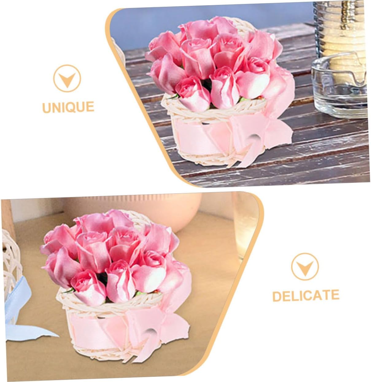 Toddmomy Mini Woven Flower Basket for Dollhouse DIY