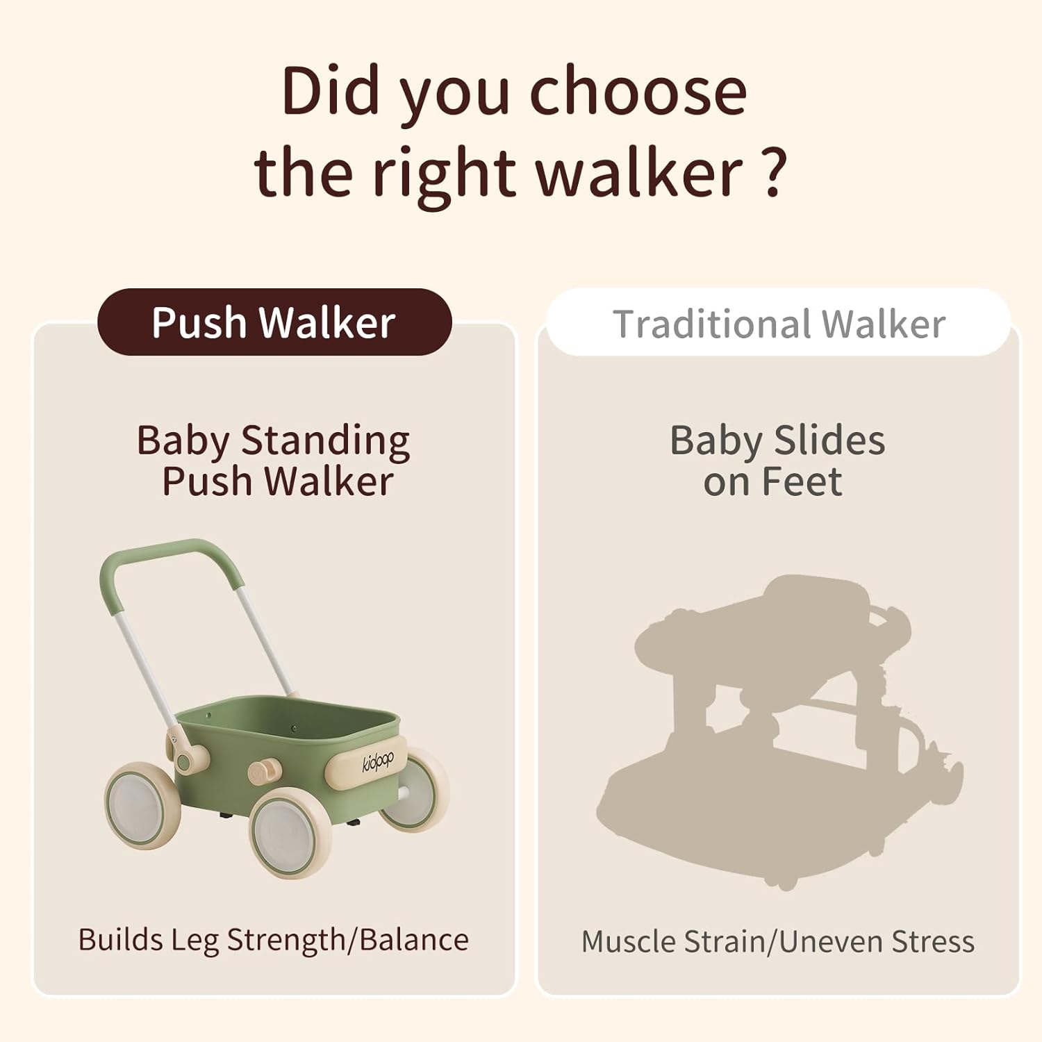 Kidpop PULA Baby Push Walker Green 6-12 Months 1