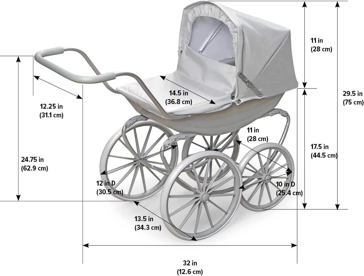 Badger Basket London Doll Stroller for 18 Inch Dolls