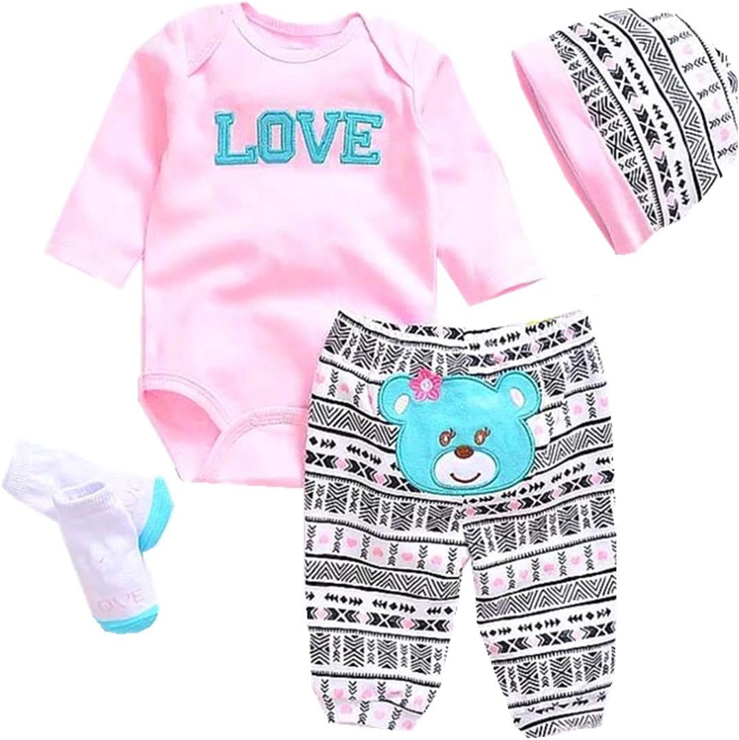 Pedolltree Reborn Doll Baby Clothes Pink Outfits for 20-22 Girl