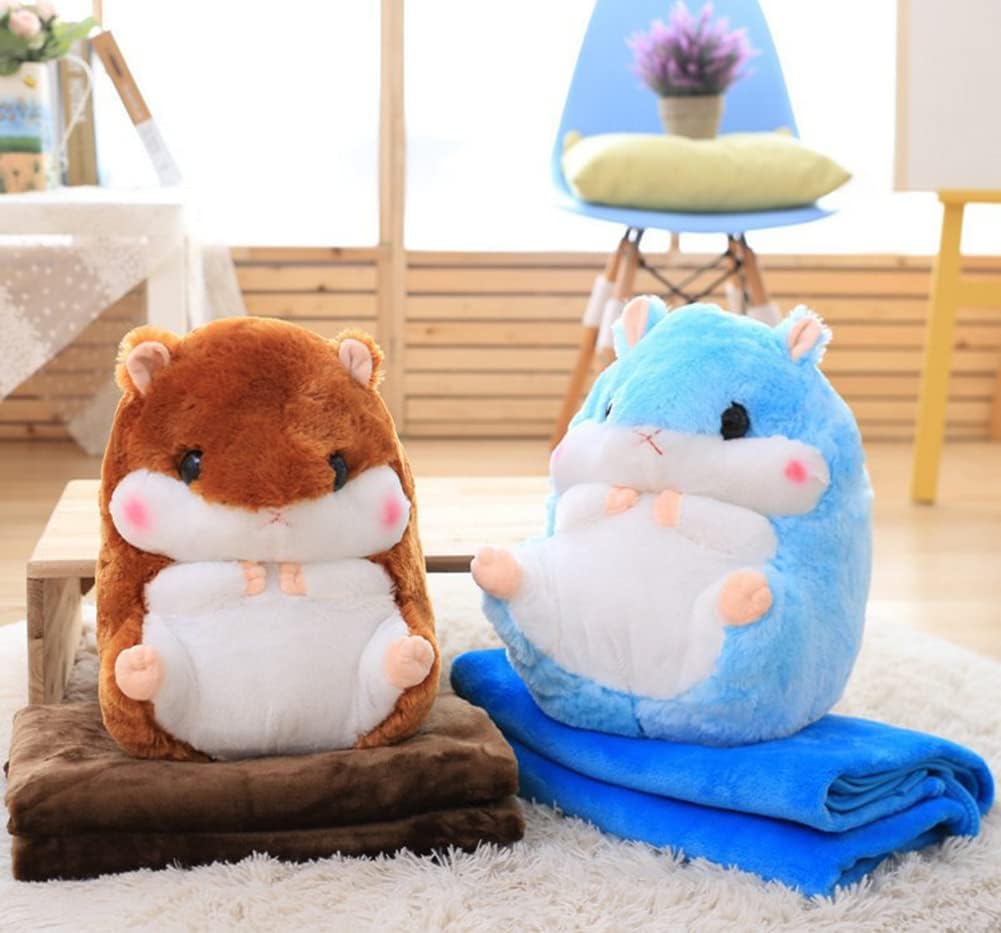 YunNasi Plush Hamster Pillow with Blanket Set Pink