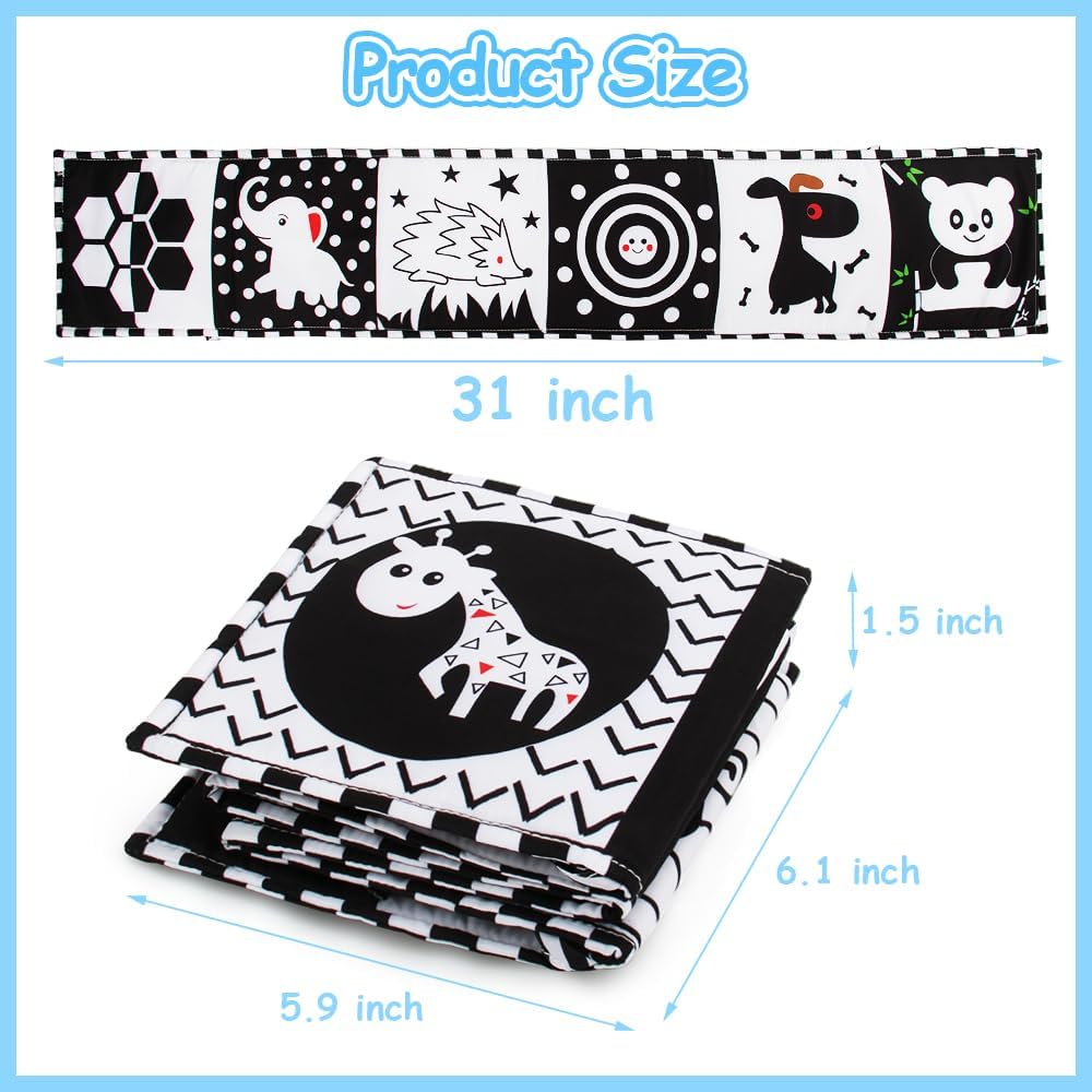 Cawgug High Contrast Baby Book for Tummy Time Development